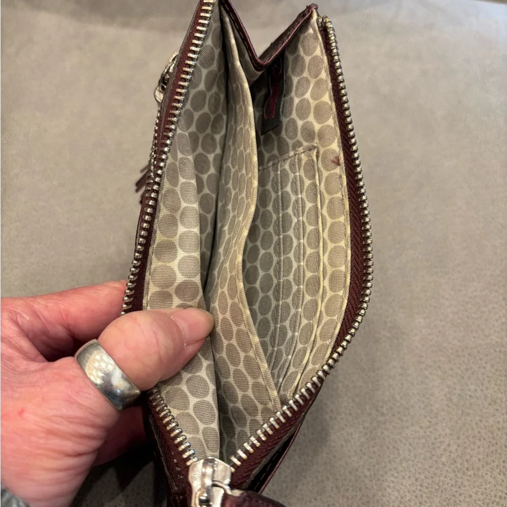 Brighton Embossed Burgundy Wallet with Tassel - Picture 6 of 6